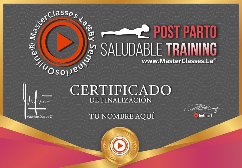 Certificado de Post Parto Saludable Training