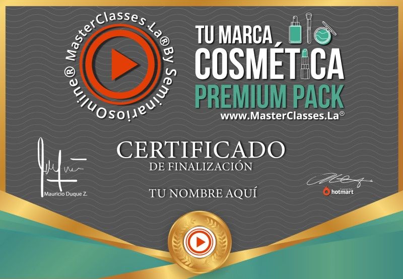 Certificado de Tu Marca Cosmética Premium Pack