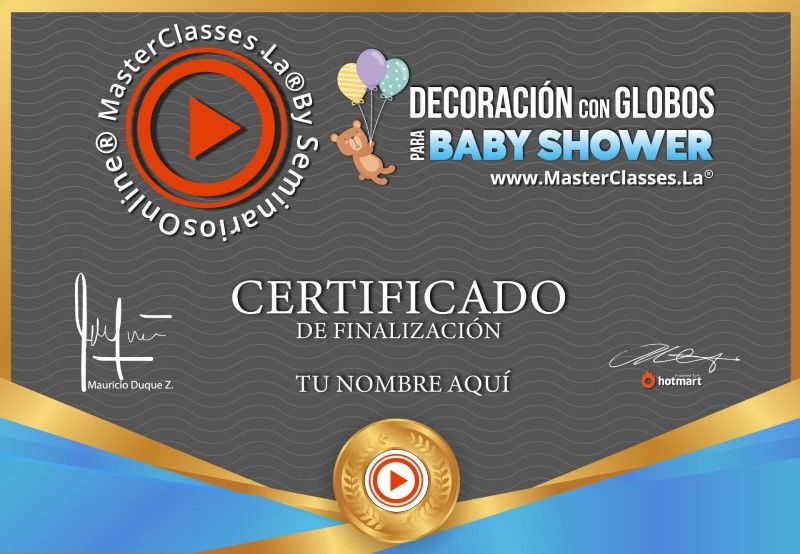 Certificado de Decoración con Globos para Baby Shower