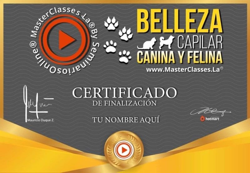 Certificado de Belleza Capilar Canina y Felina