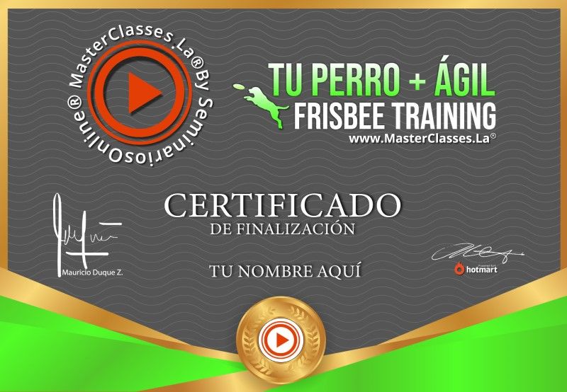 Certificado de Tu Perro + Ágil - Frisbee Training