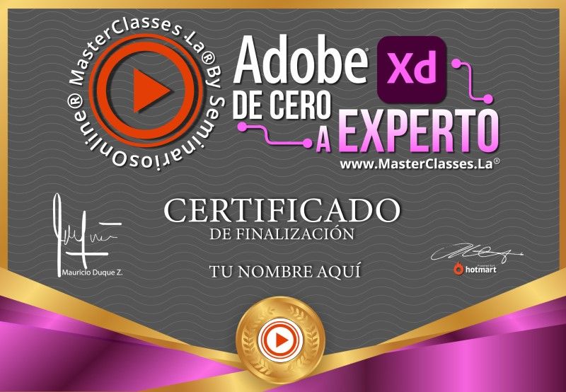 Certificado de Adobe XD de Cero a Experto