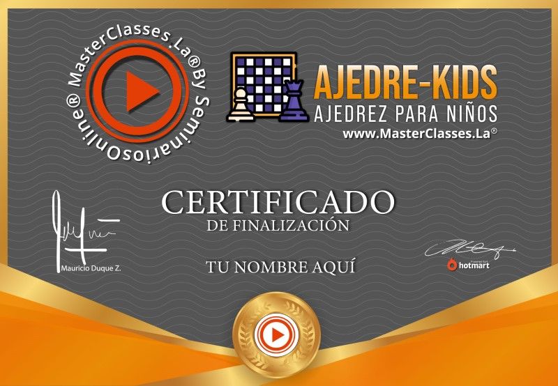 Certificado de Ajedre-Kids (Ajedrez para Niños)