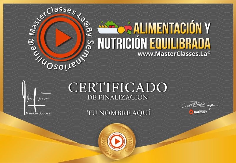 Certificado de Alimentación y Nutrición Equilibrada