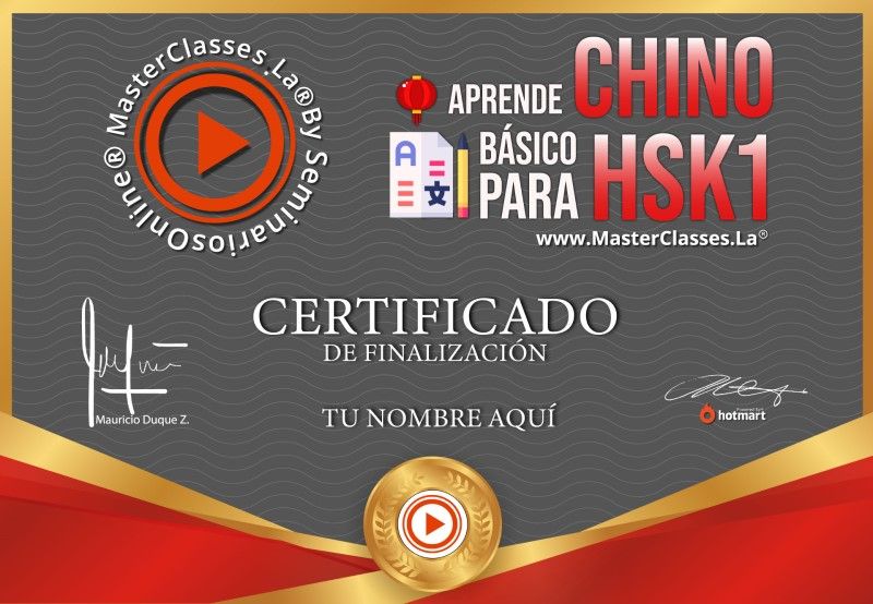 Certificado de Aprende Chino Básico para HSK 1