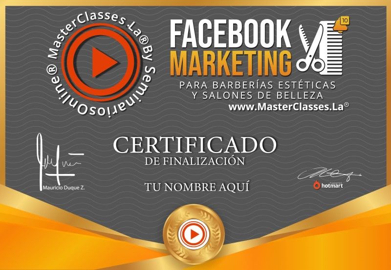 Certificado de Facebook Marketing para Barberías