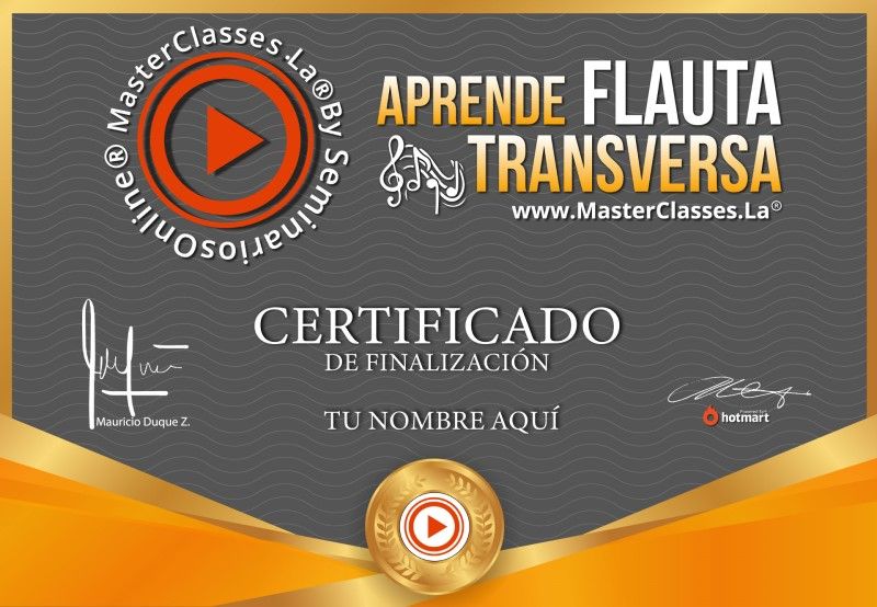 Certificado de Aprende Flauta Transversa
