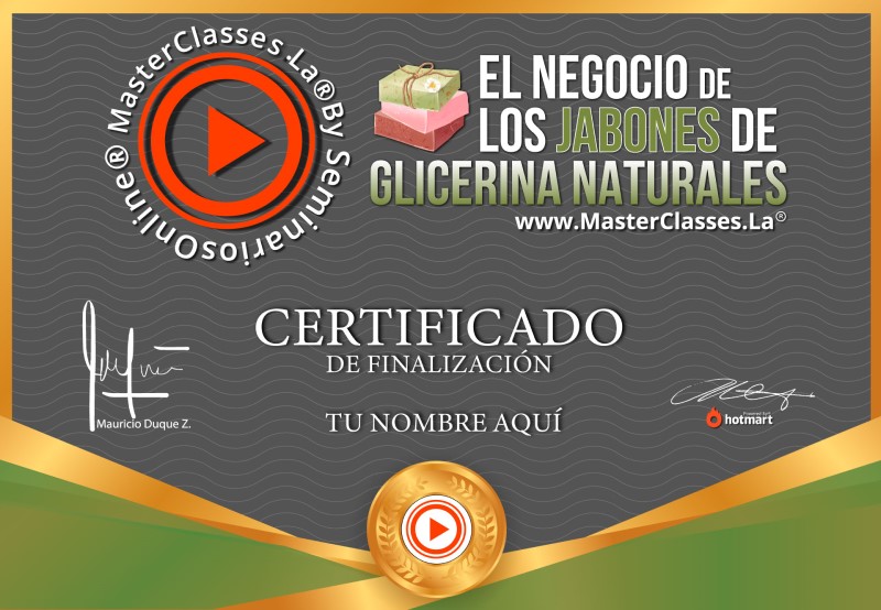 Certificado de El Negocio de los Jabones de Glicerina Naturales