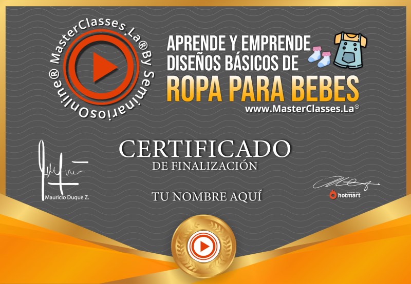 Certificado Aprende y Emprende Diseños Básicos de Ropa para Bebés