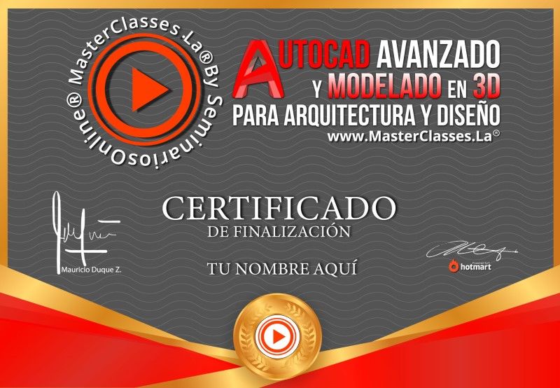 Certificado de AutoCad Avanzado y Modelado en 3D para Arquitectura y Diseño